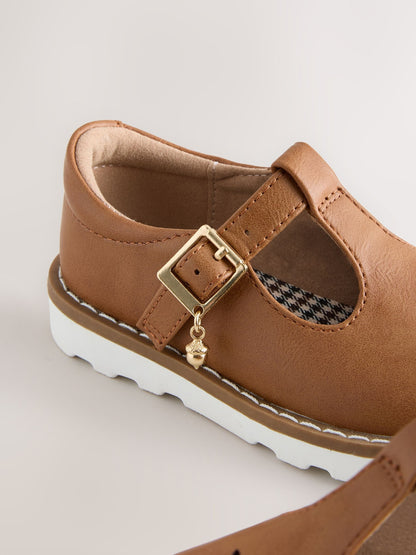 Tan Brown Wide Fit (G) T-Bar Shoes image 4