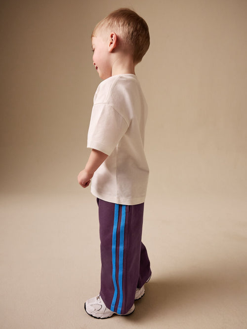 Burgundy Red Wide Leg Side Stripe Joggers (3mths-7yrs) image 1