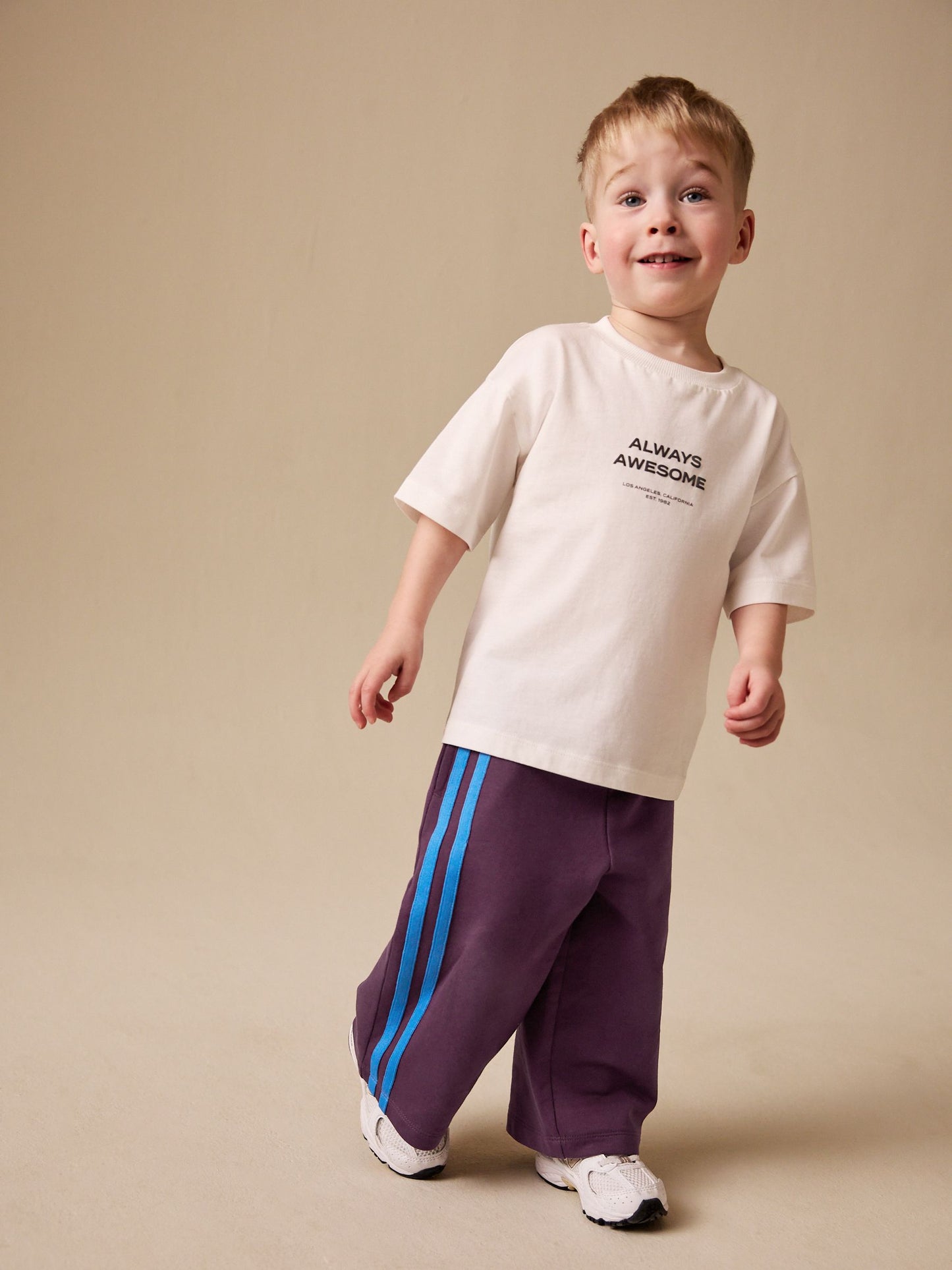 Burgundy Red Wide Leg Side Stripe Joggers (3mths-7yrs) image 3