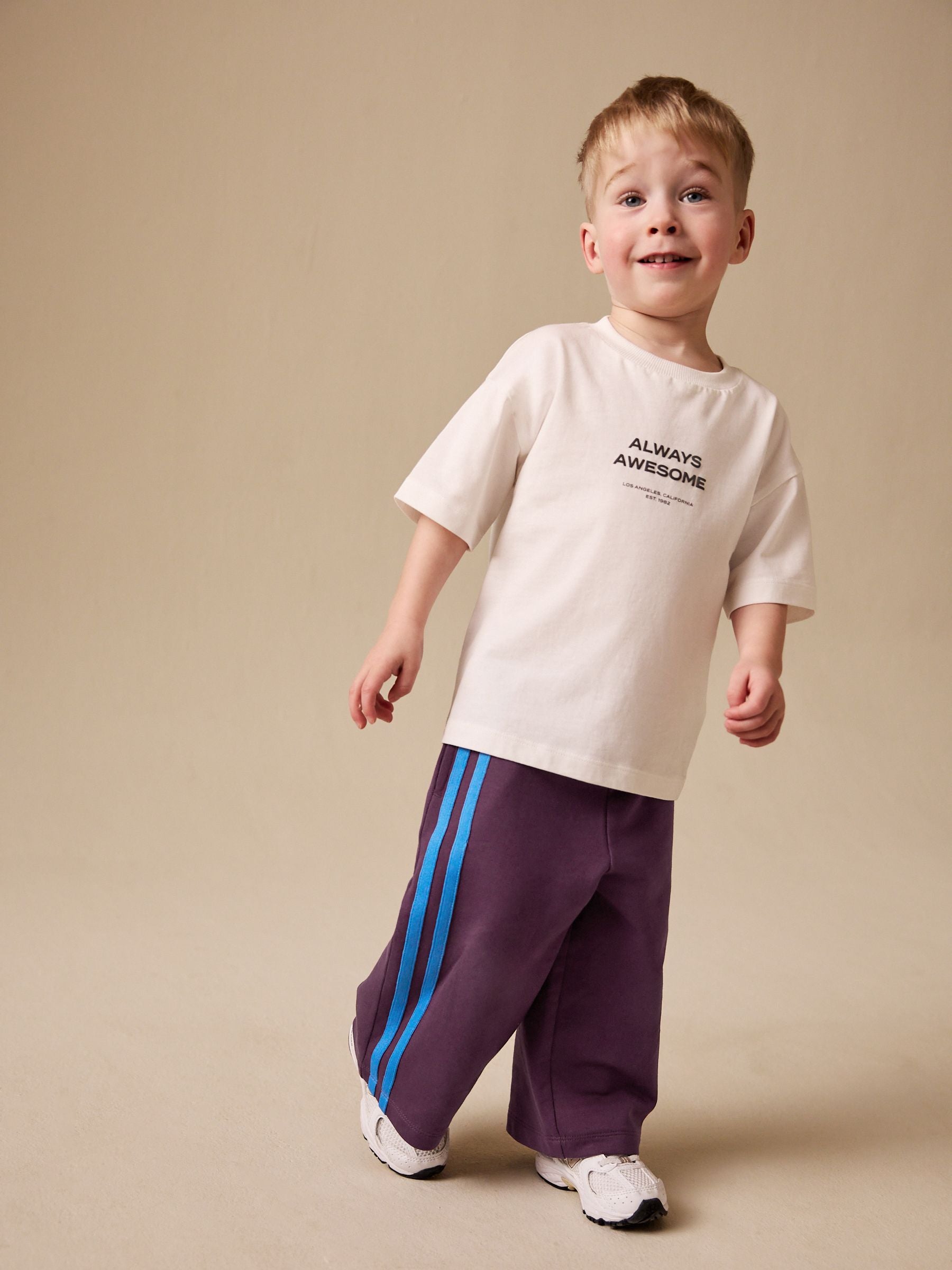 Burgundy Red Wide Leg Side Stripe Joggers (3mths-7yrs) image 3