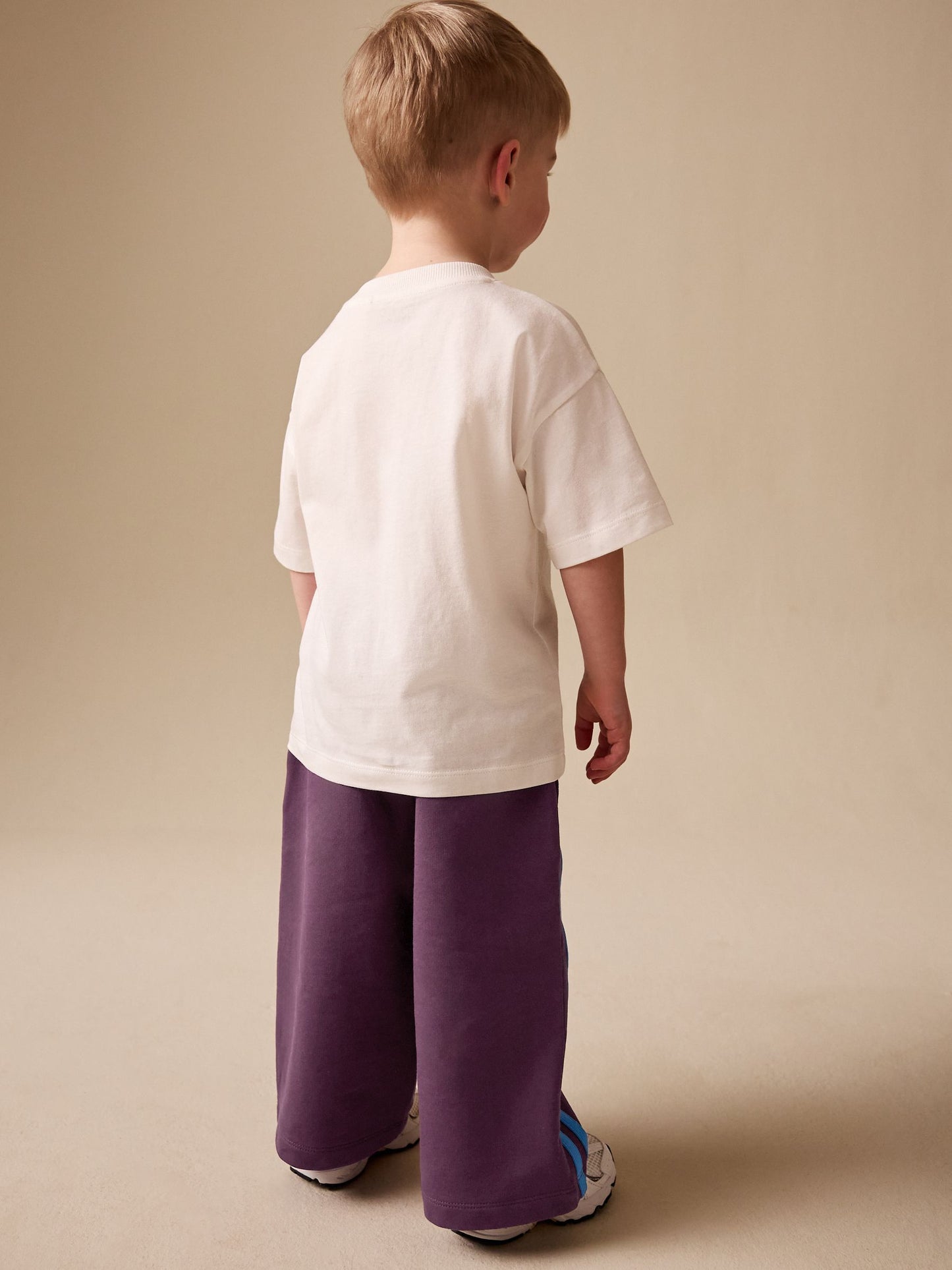 Burgundy Red Wide Leg Side Stripe Joggers (3mths-7yrs) image 4