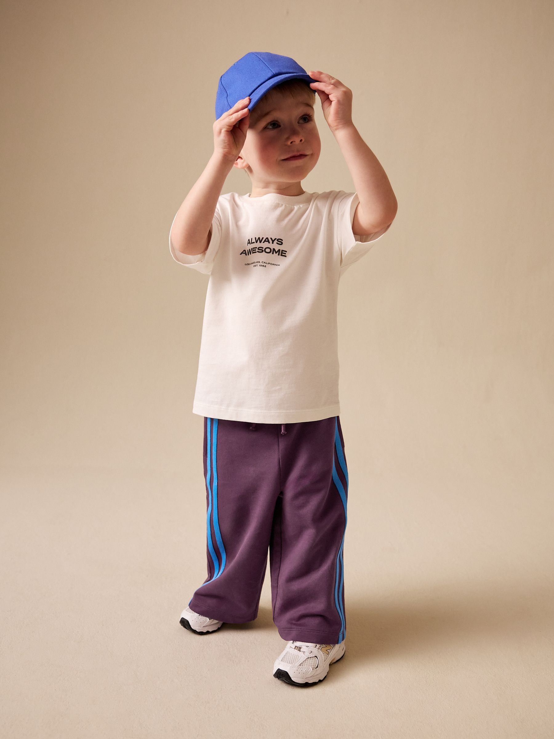 Burgundy Red Wide Leg Side Stripe Joggers (3mths-7yrs) image 5