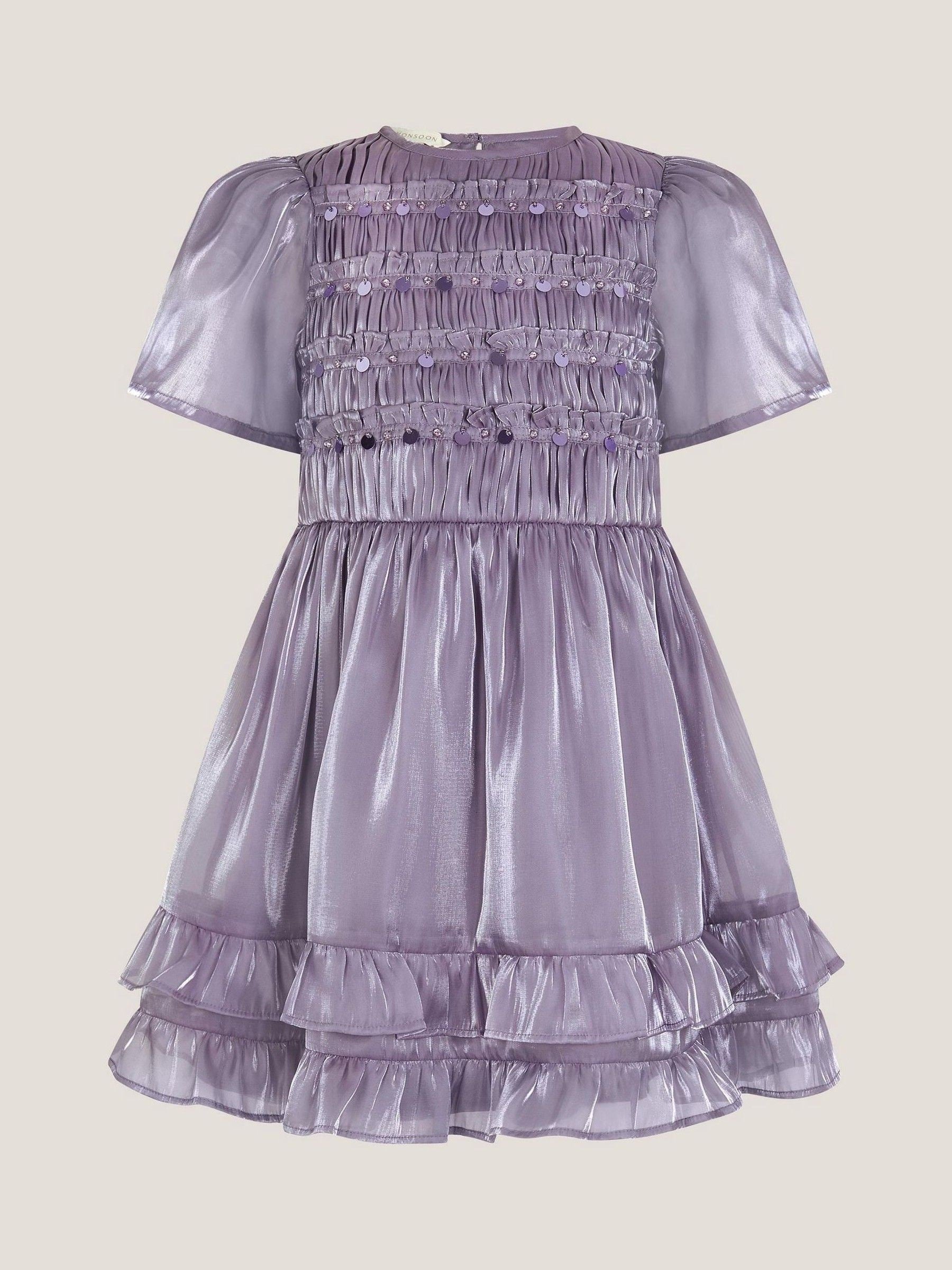 Monsoon Purple Sequin Organza Party Dress image 1