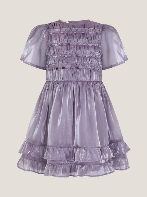 Monsoon Purple Sequin Organza Party Dress image 1