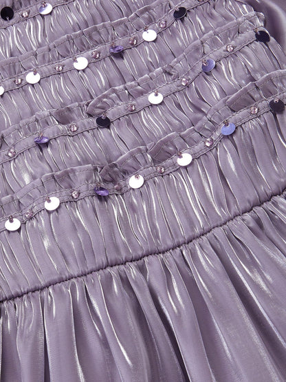 Monsoon Purple Sequin Organza Party Dress image 3
