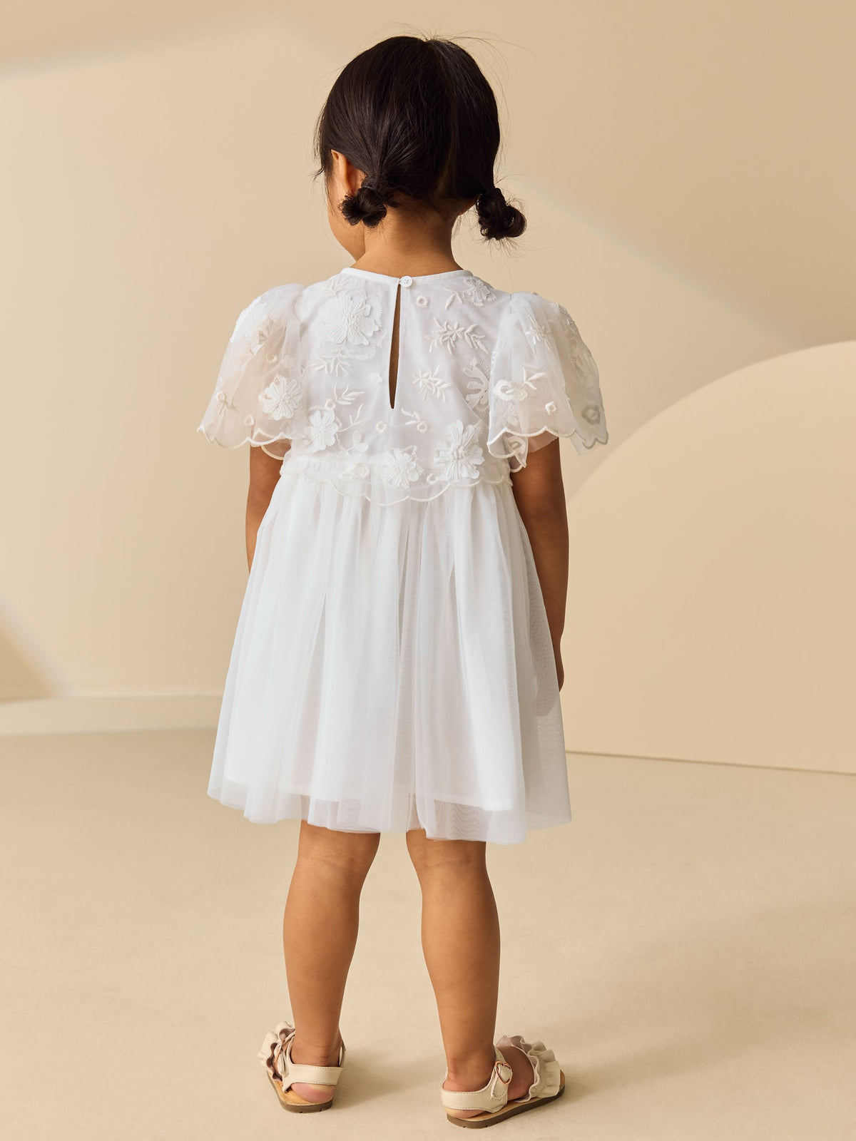 Dsiney Kidz - White Embroidered Mesh Occasion Dress (3mths-8yrs) image 3