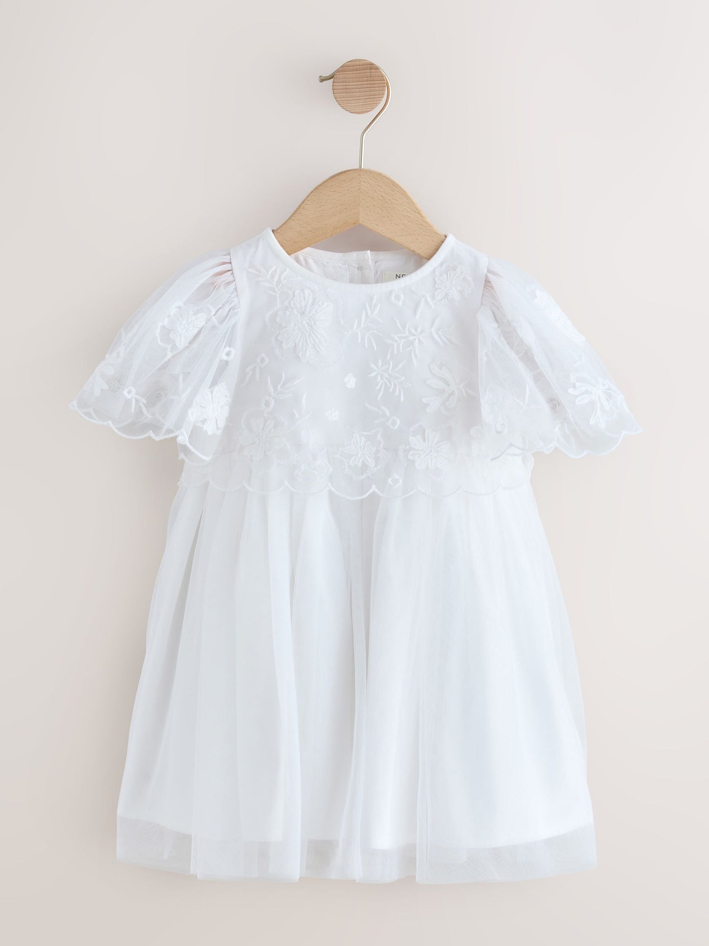 White Embroidered Mesh Ocassion Dress (3mths-8yrs) image 4