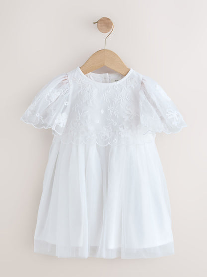 Dsiney Kidz - White Embroidered Mesh Occasion Dress (3mths-8yrs) image 4