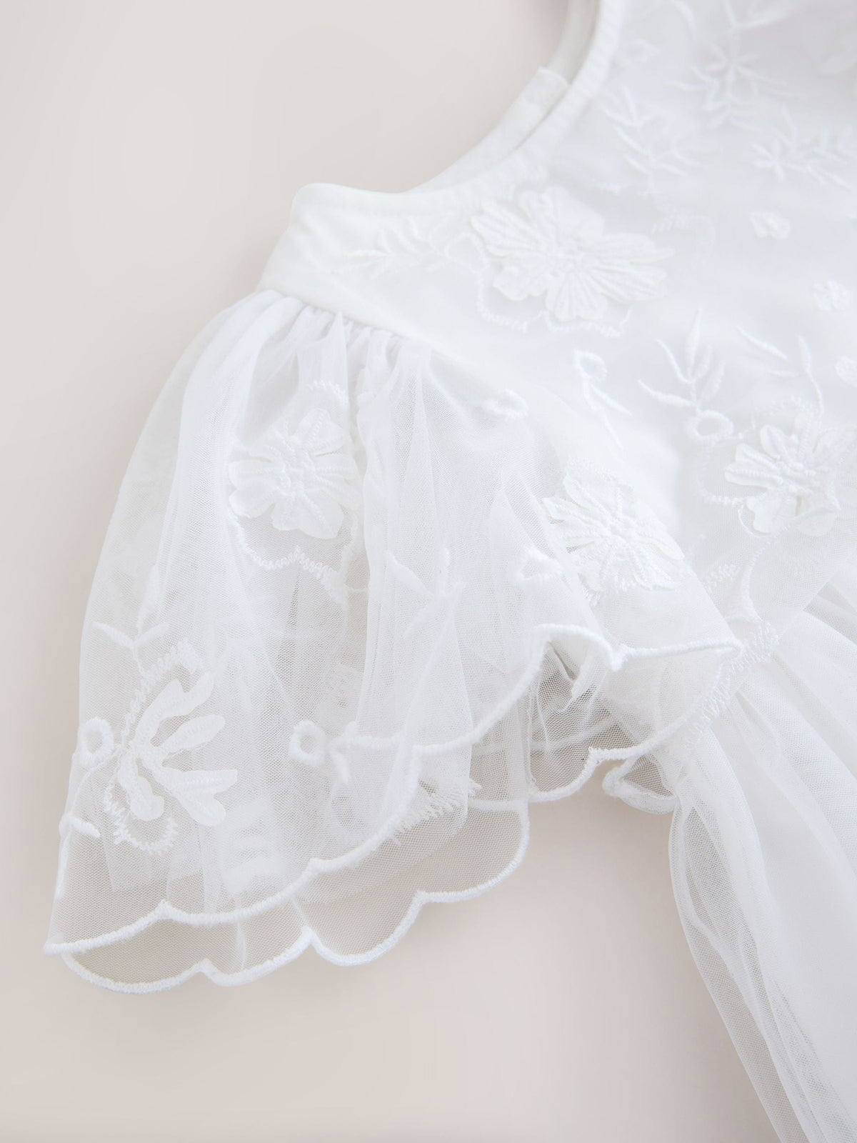 Dsiney Kidz - White Embroidered Mesh Occasion Dress (3mths-8yrs) image 7