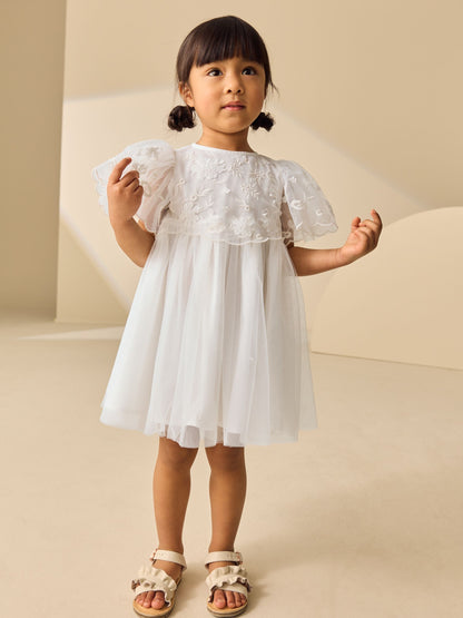 Dsiney Kidz - White Embroidered Mesh Occasion Dress (3mths-8yrs) image 1
