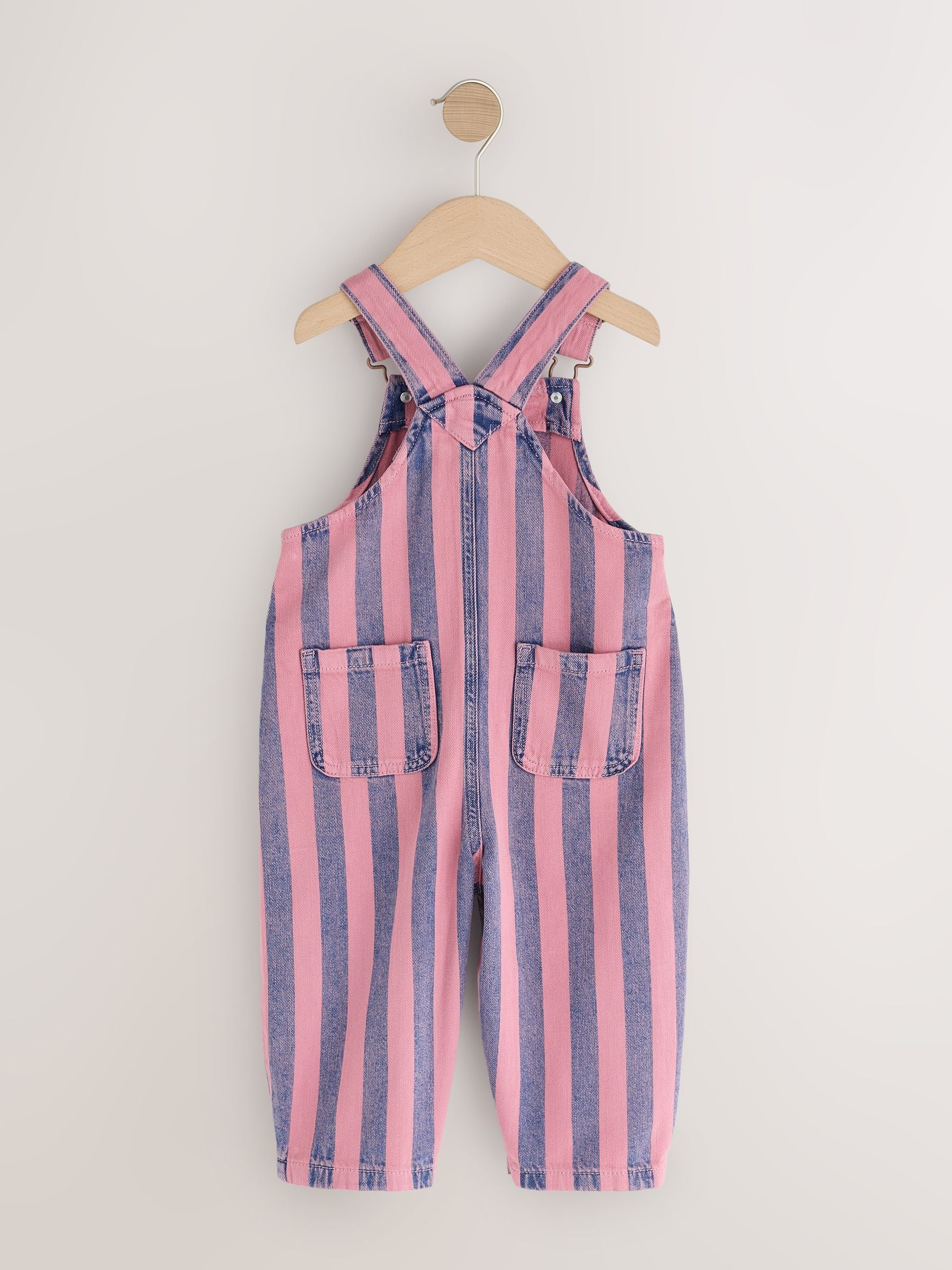 Pink / Navy Blue Denim Dungarees (3mths-7yrs) image 2
