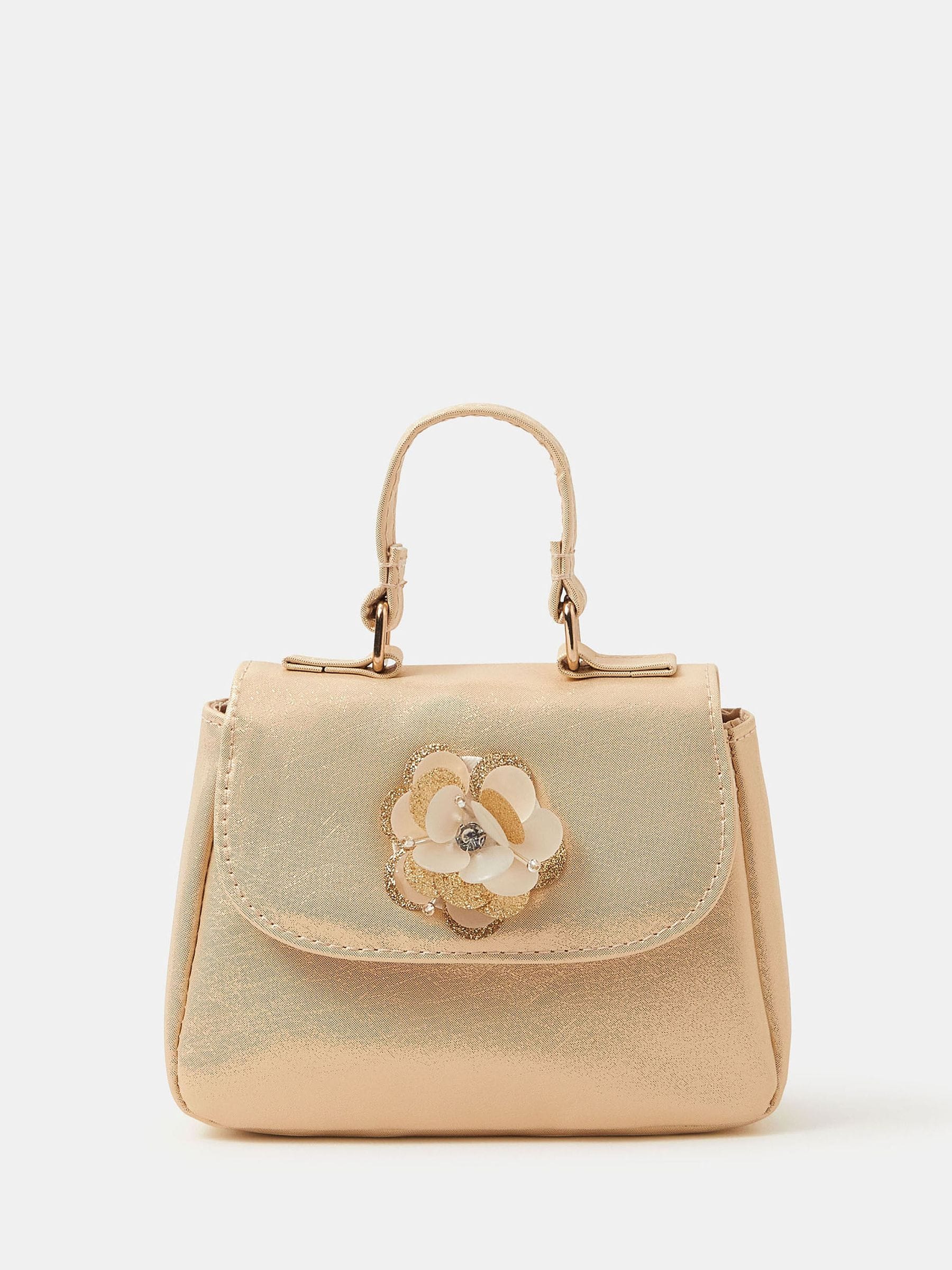 Angels By Accessorize Gold Girls Floral Embellished Handbag image 1