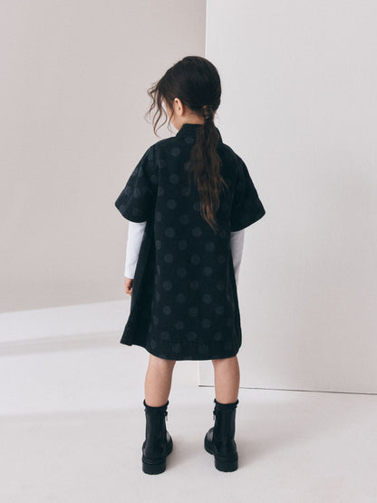 Black Spot Denim Shift Dress (3-16yrs) image 3