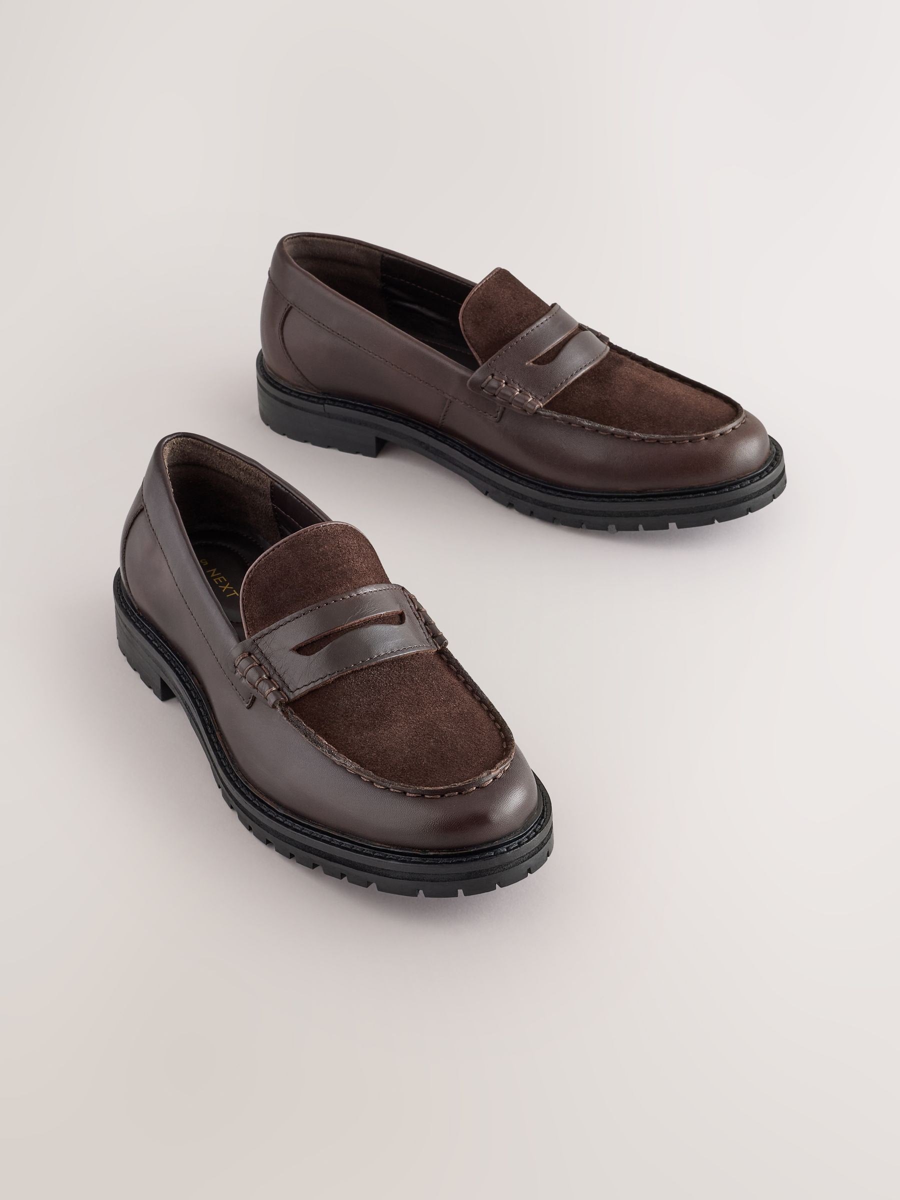 Brown Suede Standard Fit (F) Leather Smart Loafers image 1
