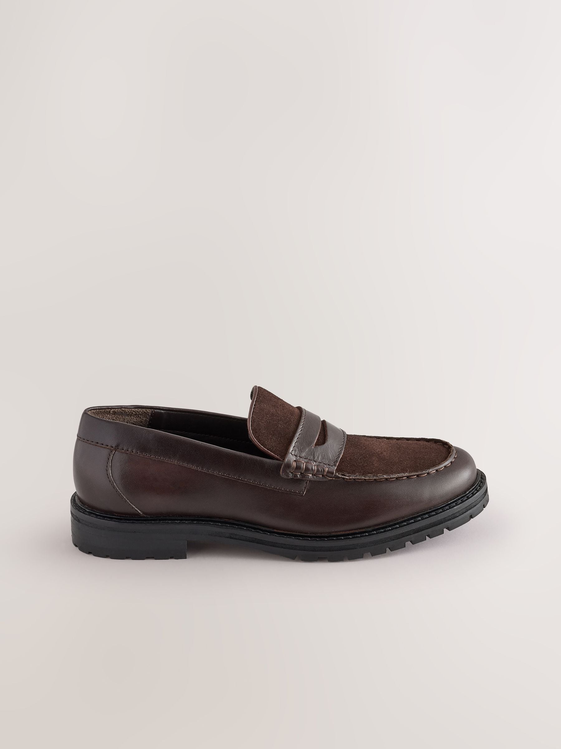 Brown Suede Standard Fit (F) Leather Smart Loafers image 2
