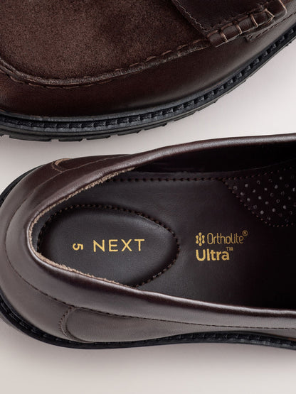 Brown Suede Standard Fit (F) Leather Smart Loafers image 5