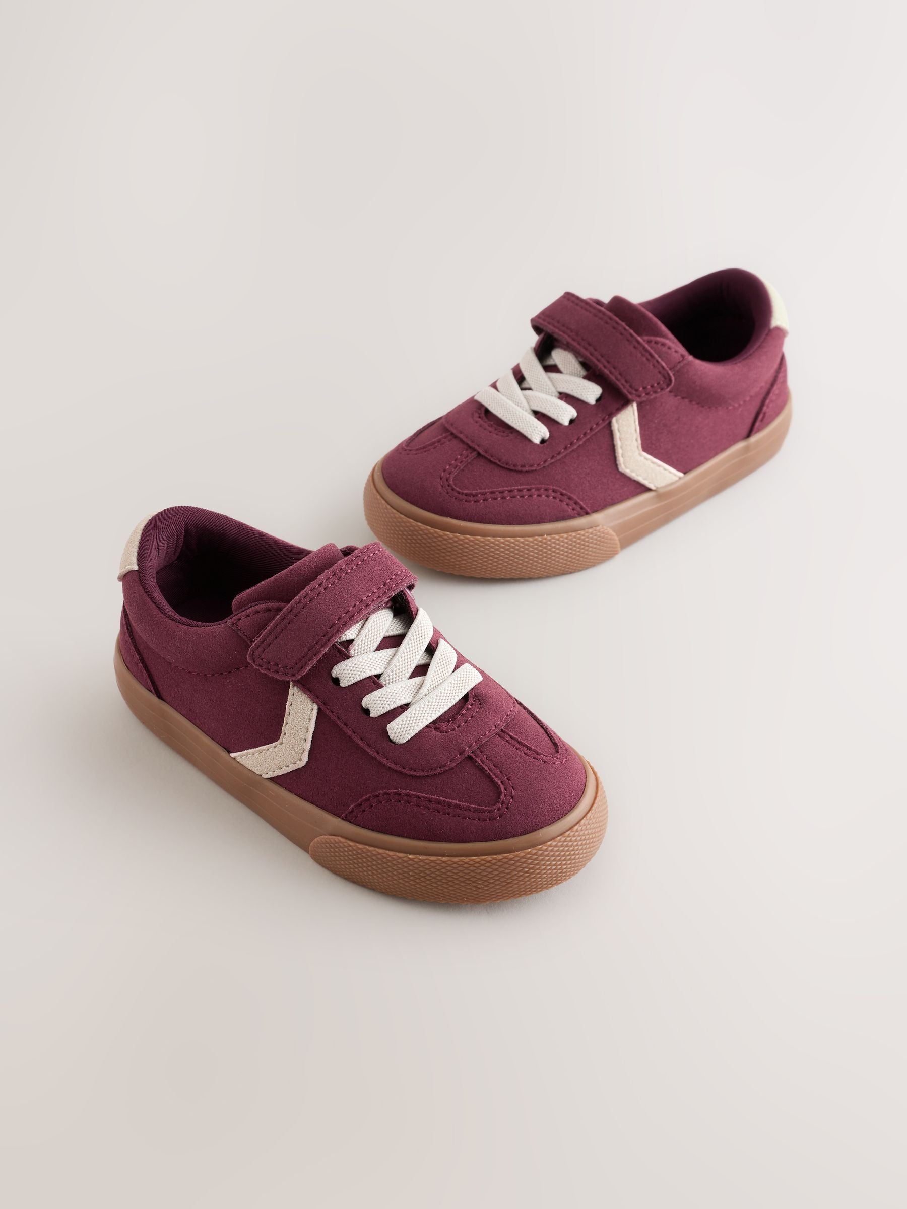 Burgundy Red Wide Fit (G) Touch Fastening Elastic Lace Trainers image 1