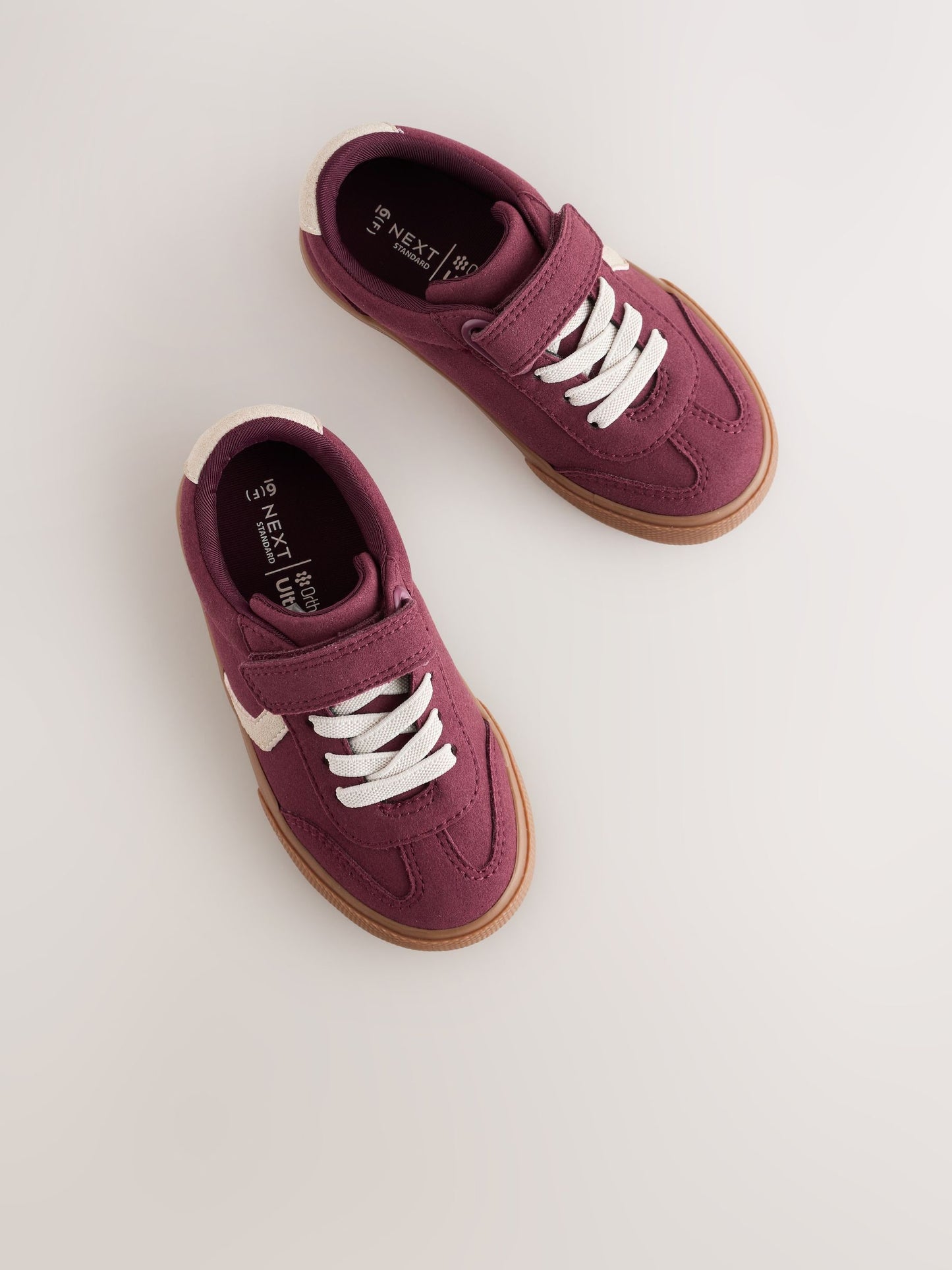 Burgundy Red Wide Fit (G) Touch Fastening Elastic Lace Trainers image 4