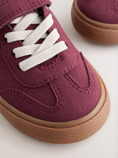 Burgundy Red Wide Fit (G) Touch Fastening Elastic Lace Trainers image 6