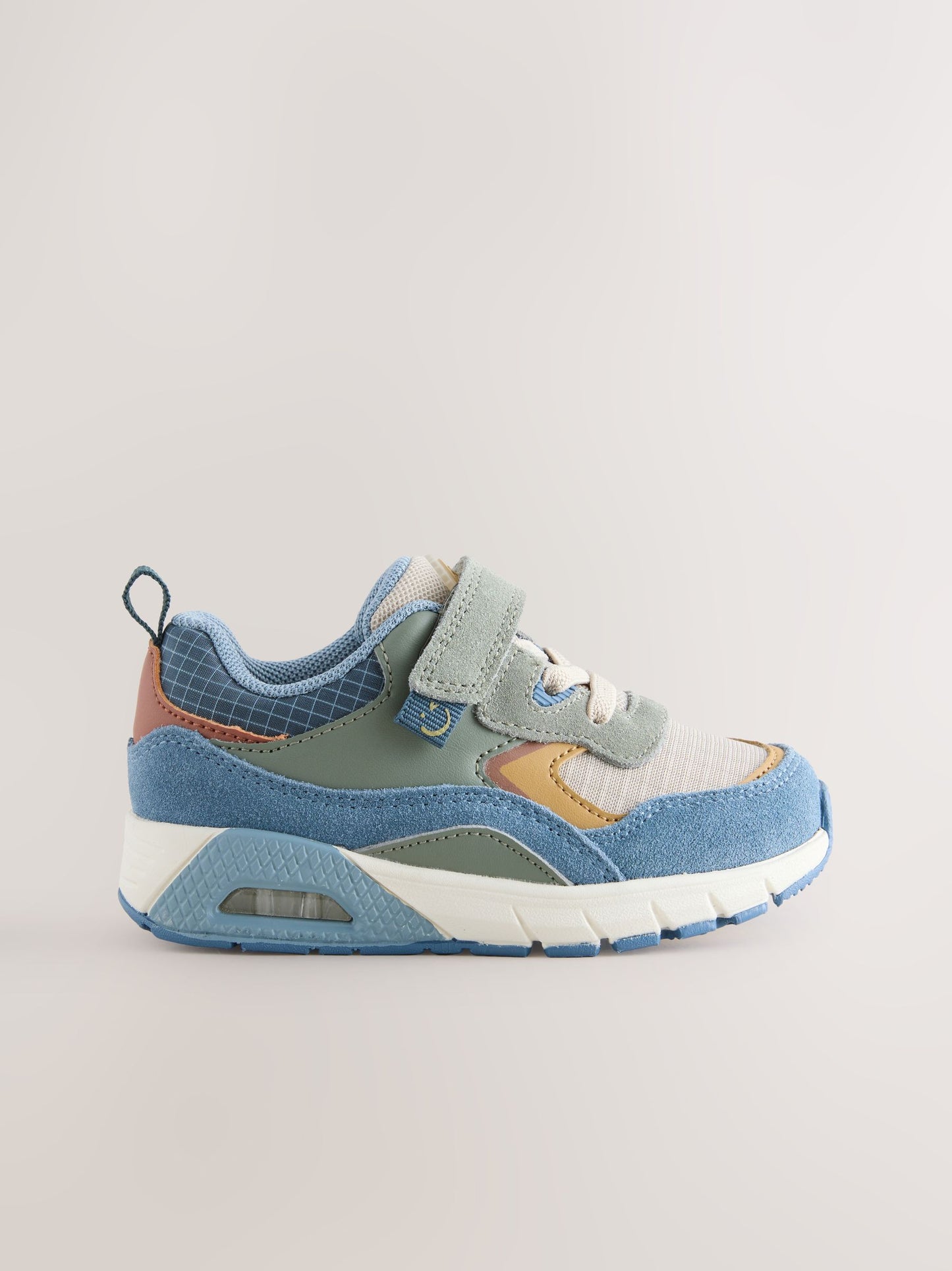 Blue Colourblock Standard Fit (F) Elastic Lace Trainers image 2