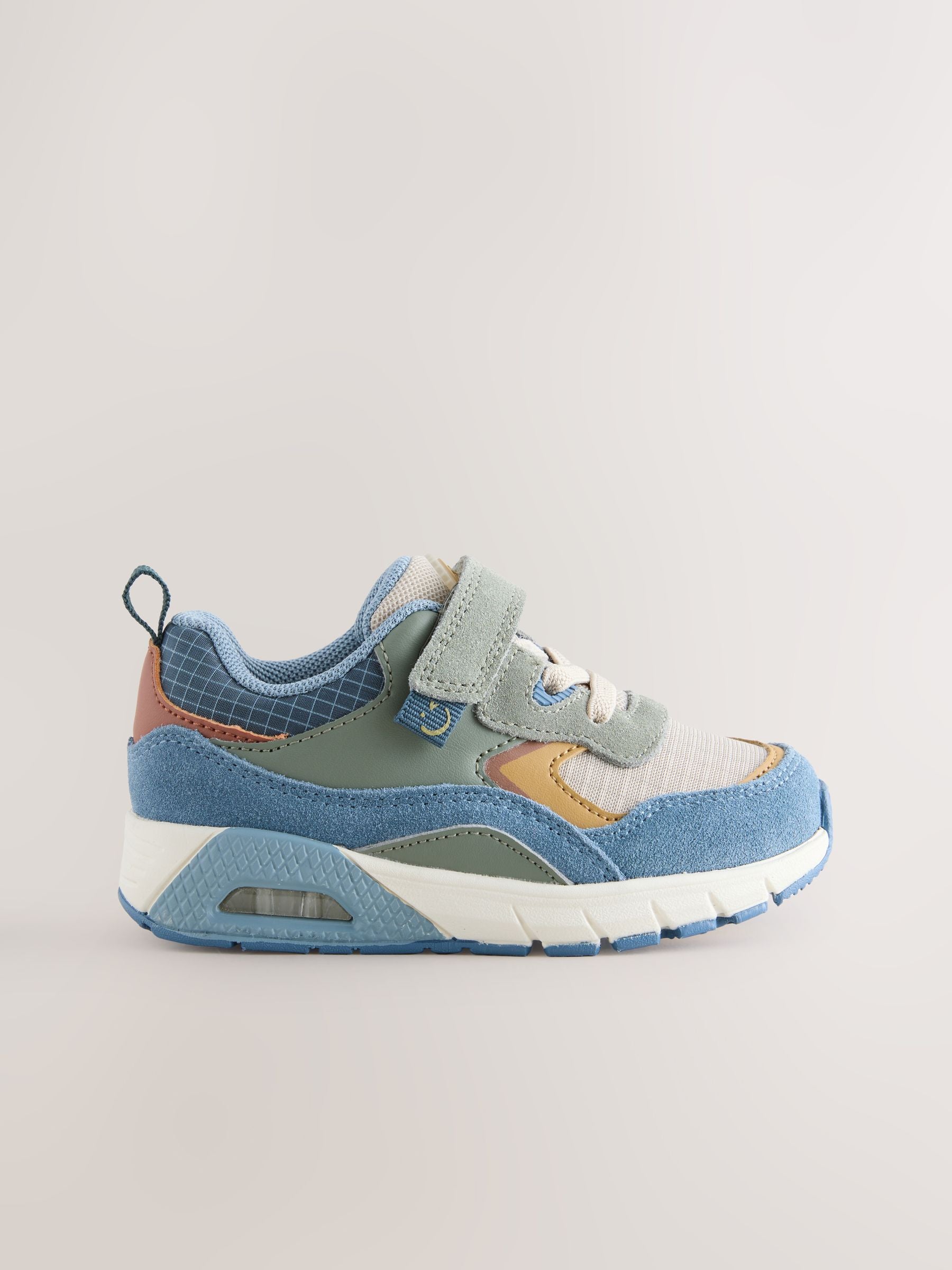 Blue Colourblock Standard Fit (F) Elastic Lace Trainers image 2