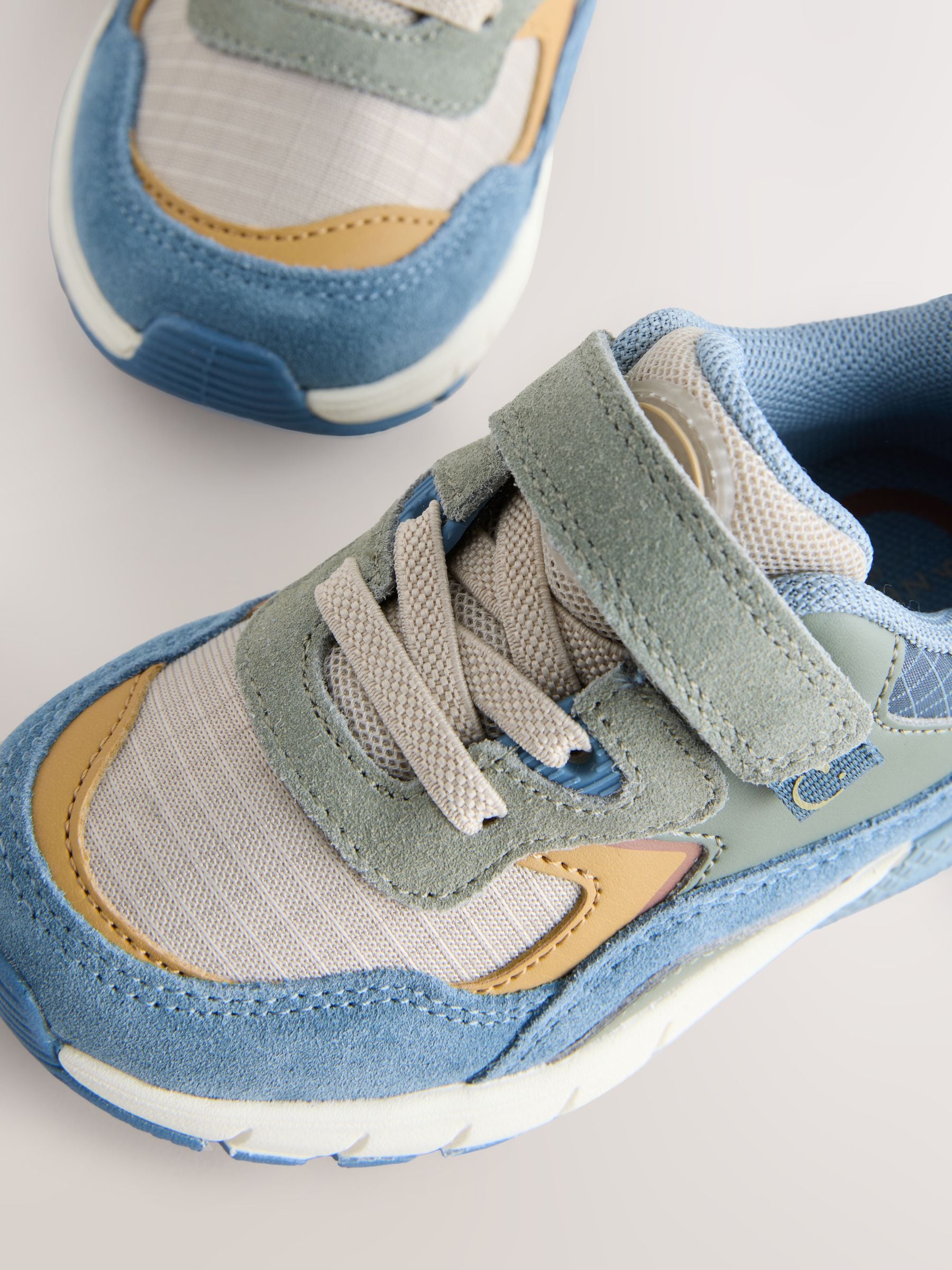 Blue Colourblock Standard Fit (F) Elastic Lace Trainers image 4