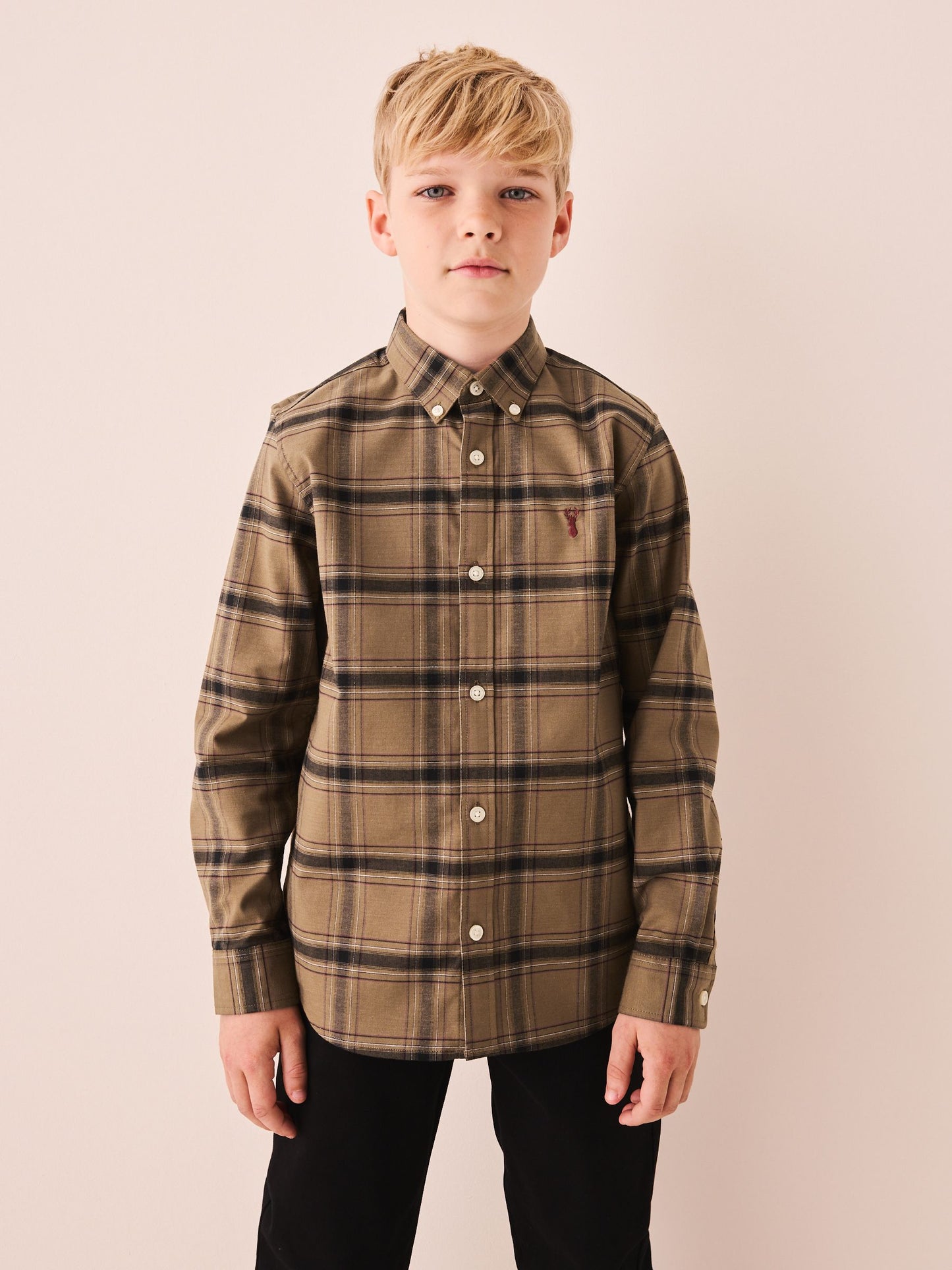 Dsiney Kidz - Chocolate Brown Check Single Oxford Shirt (3-16yrs) image 1