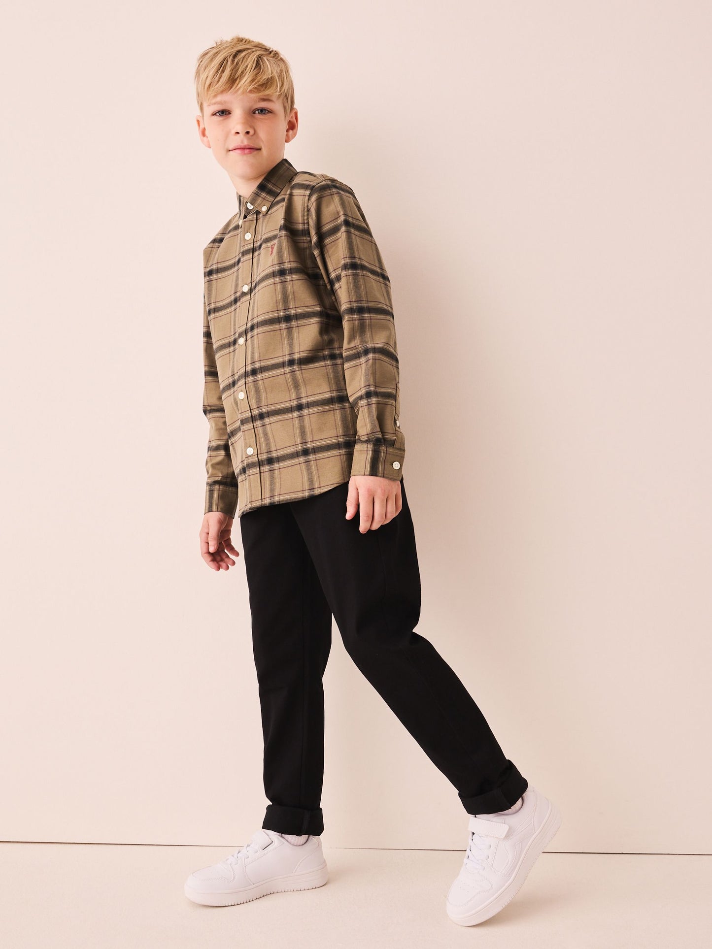 Dsiney Kidz - Chocolate Brown Check Single Oxford Shirt (3-16yrs) image 2