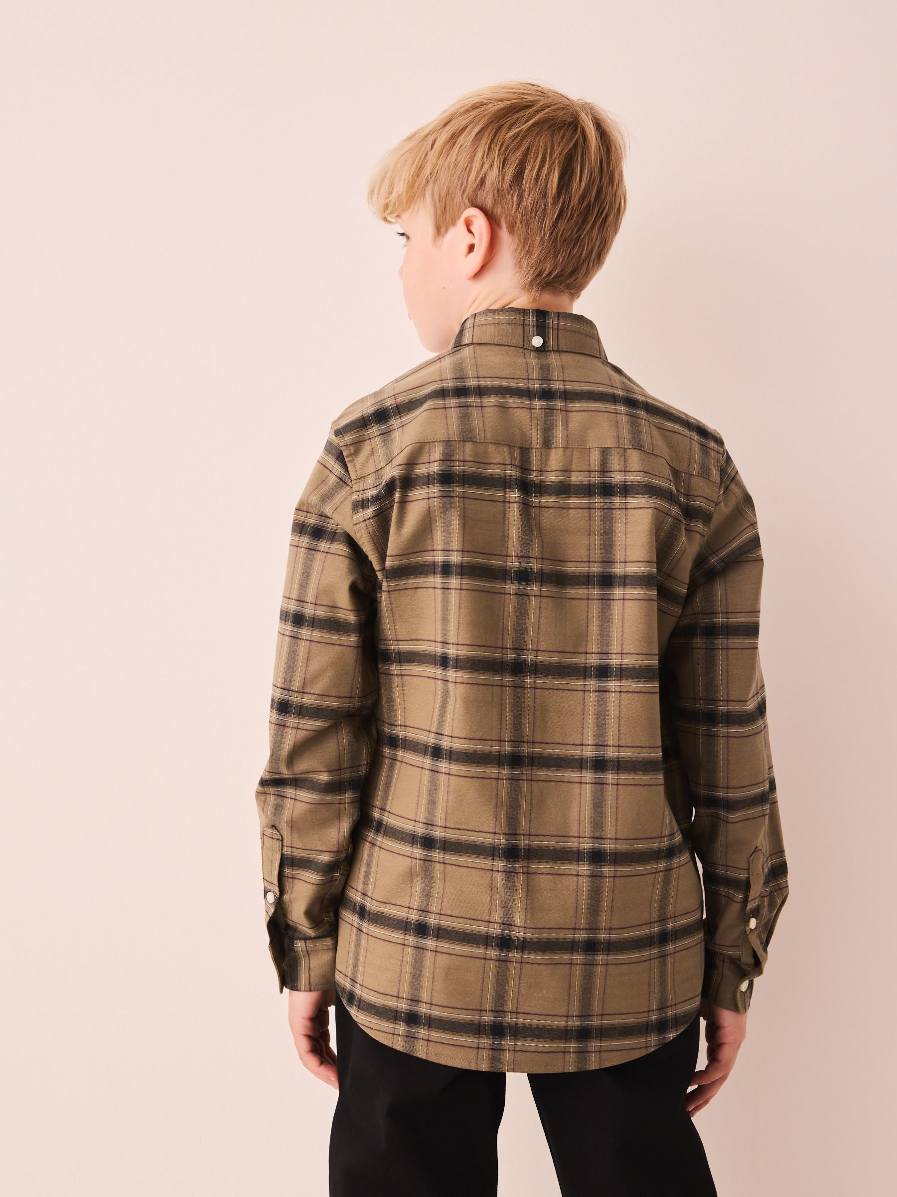 Dsiney Kidz - Chocolate Brown Check Single Oxford Shirt (3-16yrs) image 3