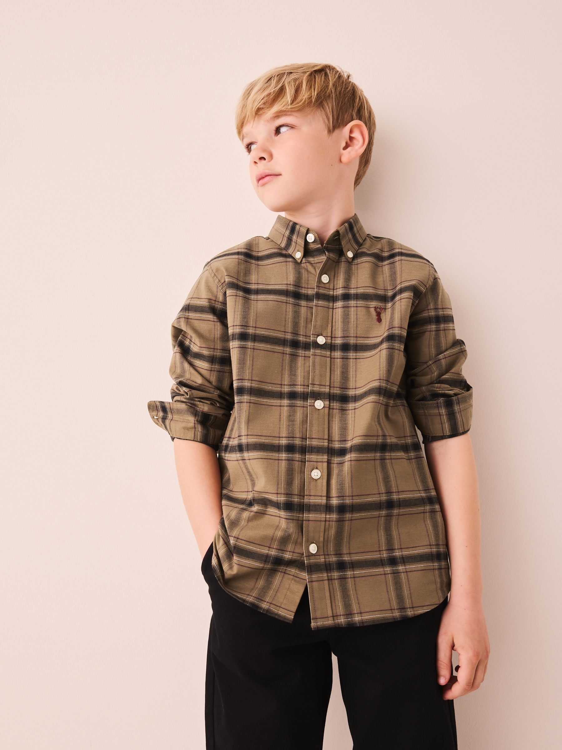 Dsiney Kidz - Chocolate Brown Check Single Oxford Shirt (3-16yrs) image 4