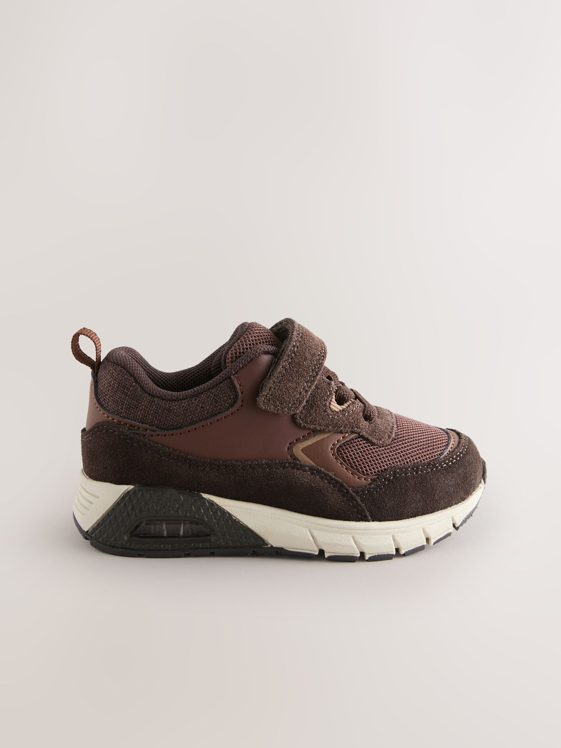 Chocolate Brown Standard Fit (F) Elastic Lace Trainers image 2