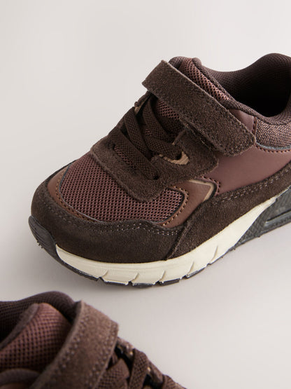 Chocolate Brown Standard Fit (F) Elastic Lace Trainers image 3