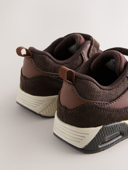 Chocolate Brown Standard Fit (F) Elastic Lace Trainers image 4