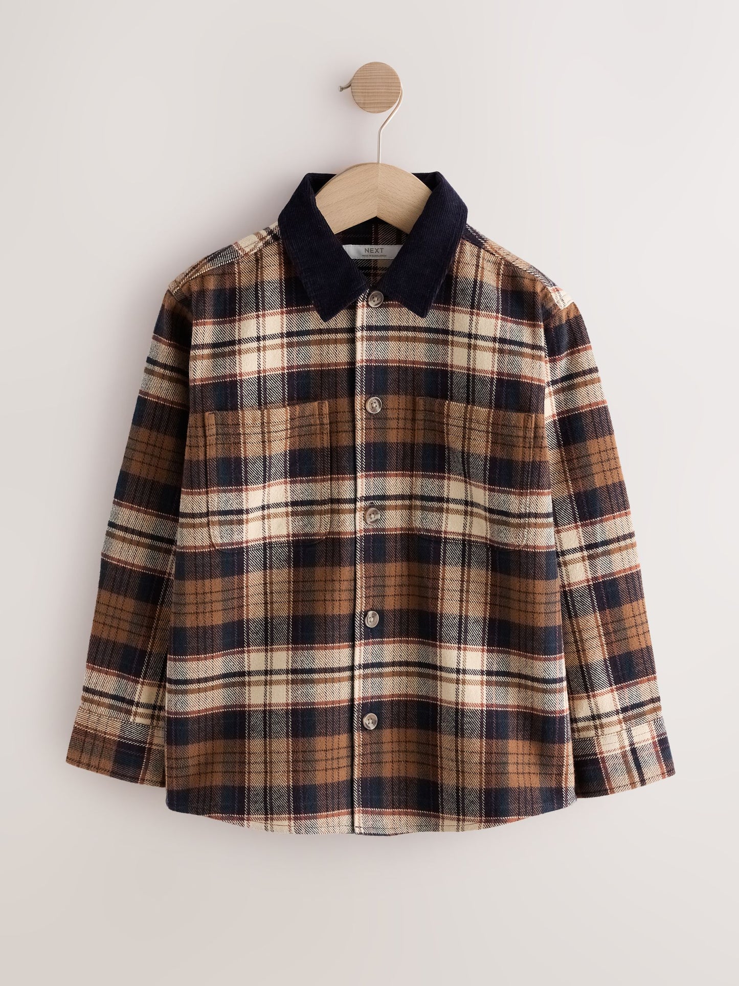Dsiney Kidz - Brown/Navy Check Long Sleeve Check Shirt (3-16yrs) image 1