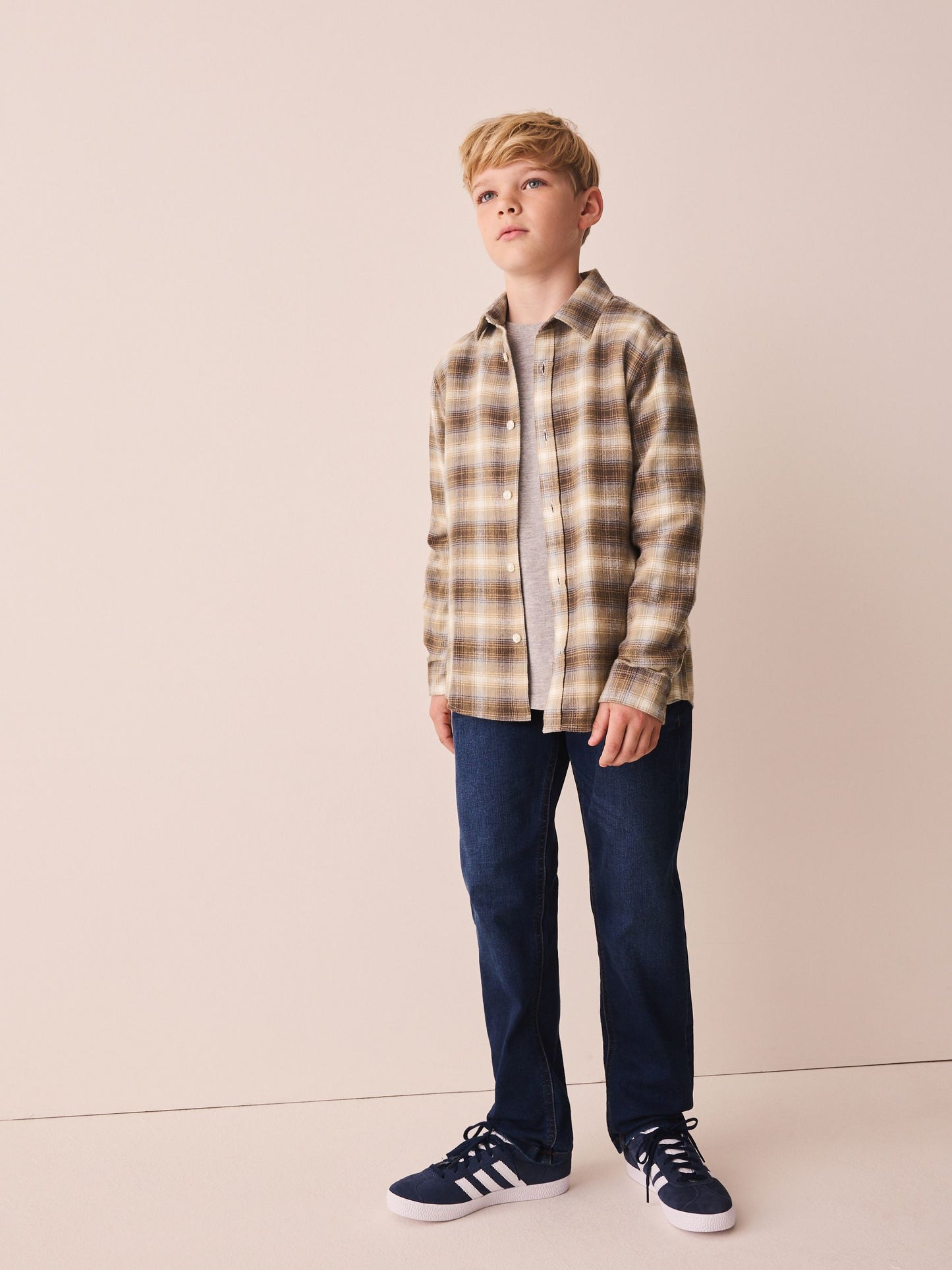 Dsiney Kidz - Neutral Check Long Sleeve Check Shirt (3-16yrs) image 2