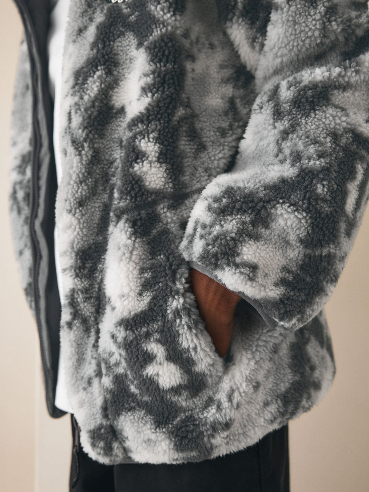 Grey Camo Funnel Neck Zip Up Borg Fleece Shacket (3-16yrs) - image 4