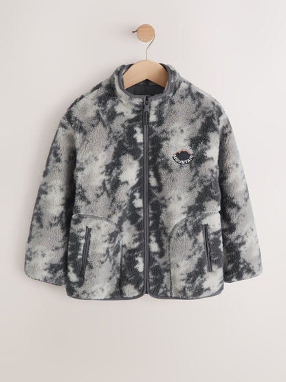 Grey Camo Funnel Neck Zip Up Borg Fleece Shacket (3-16yrs) - image 5