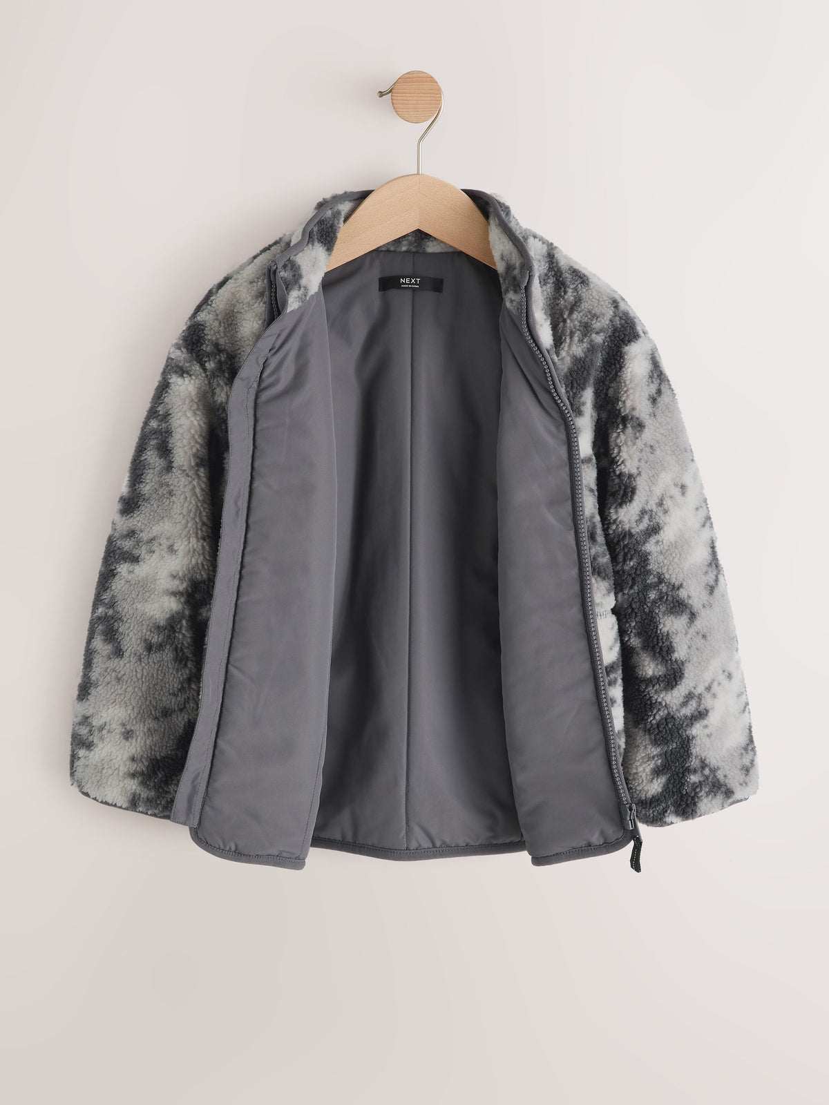 Grey Camo Funnel Neck Zip Up Borg Fleece Shacket (3-16yrs) - image 6