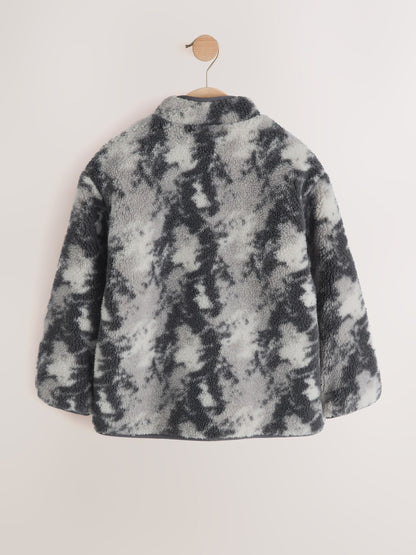 Grey Camo Funnel Neck Zip Up Borg Fleece Shacket (3-16yrs) - image 7