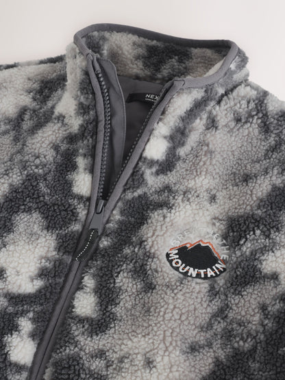 Grey Camo Funnel Neck Zip Up Borg Fleece Shacket (3-16yrs) - image 8