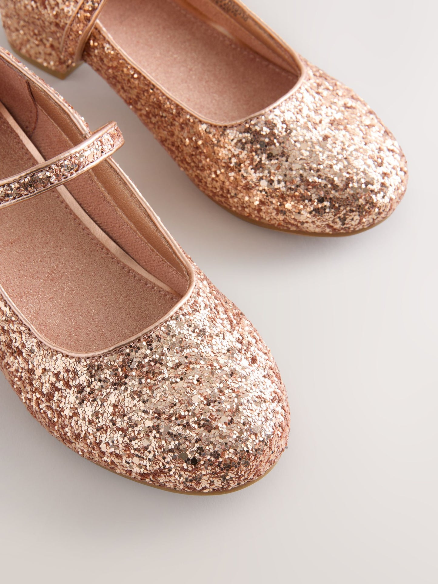 Rose Gold Glitter Heeled Mary Jane Shoes image 4