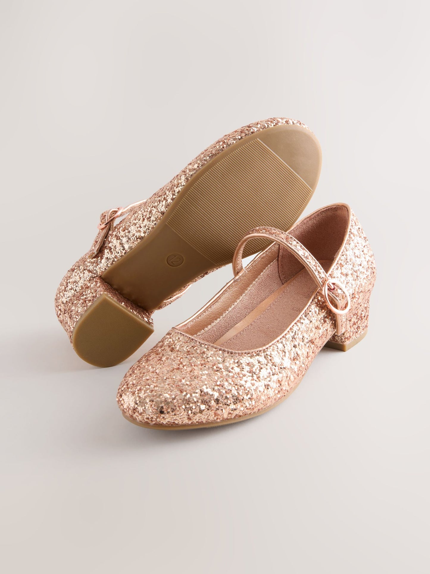 Rose Gold Glitter Heeled Mary Jane Shoes image 5