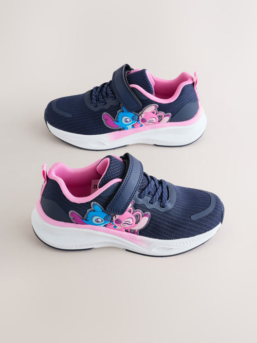 Navy/Pink Lilo & Stitch Elastic Lace-Up Trainers image 1