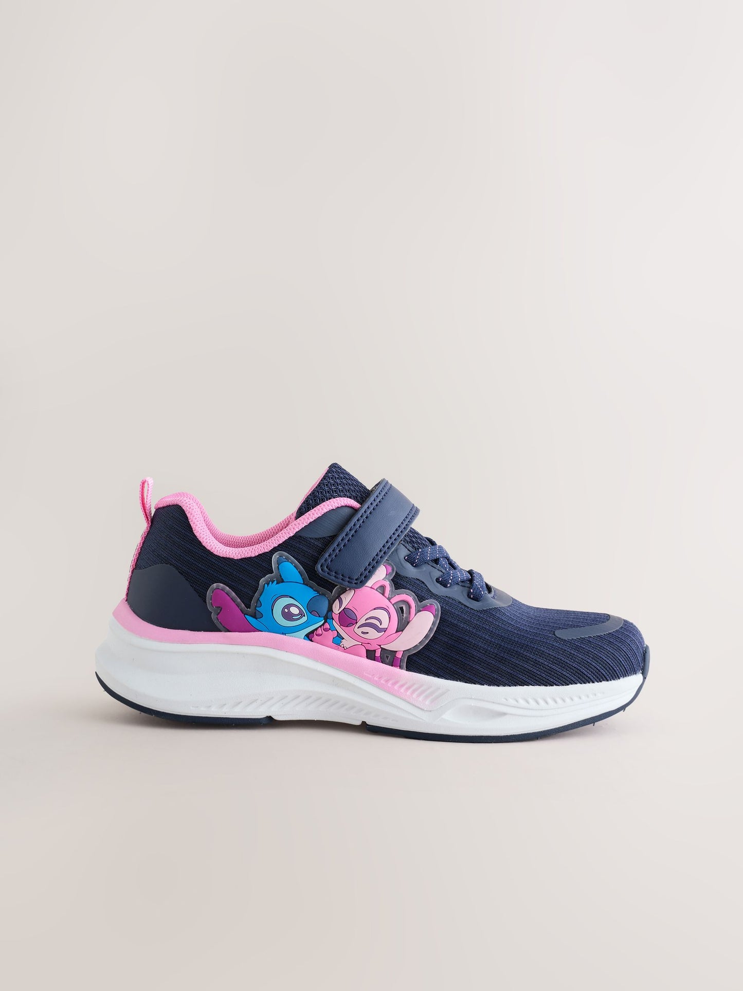 Navy/Pink Lilo & Stitch Elastic Lace-Up Trainers image 2