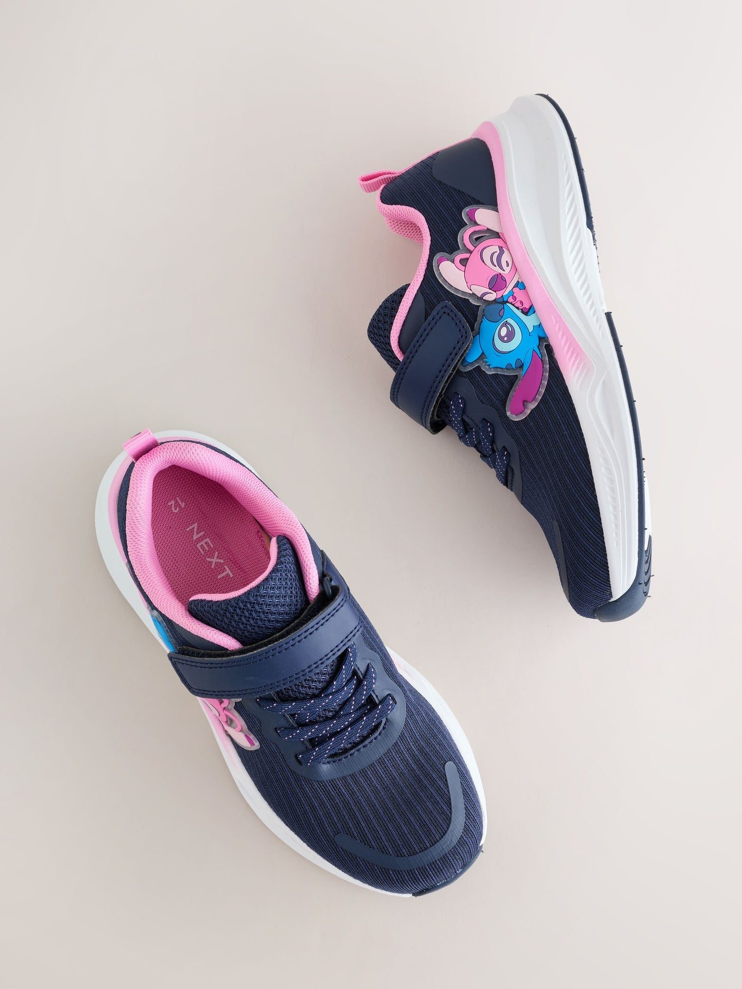 Navy/Pink Lilo & Stitch Elastic Lace-Up Trainers image 3