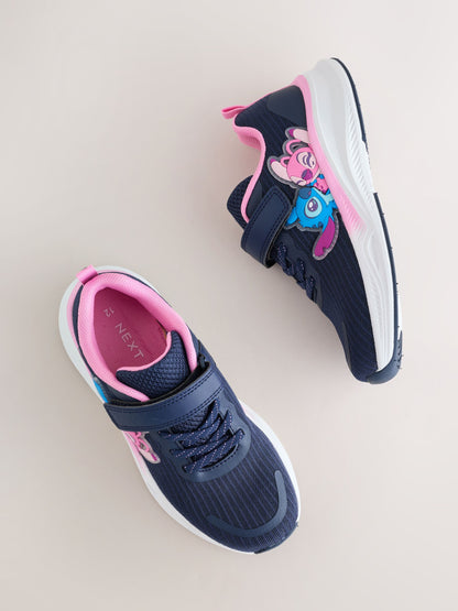 Navy/Pink Lilo & Stitch Elastic Lace-Up Trainers image 3