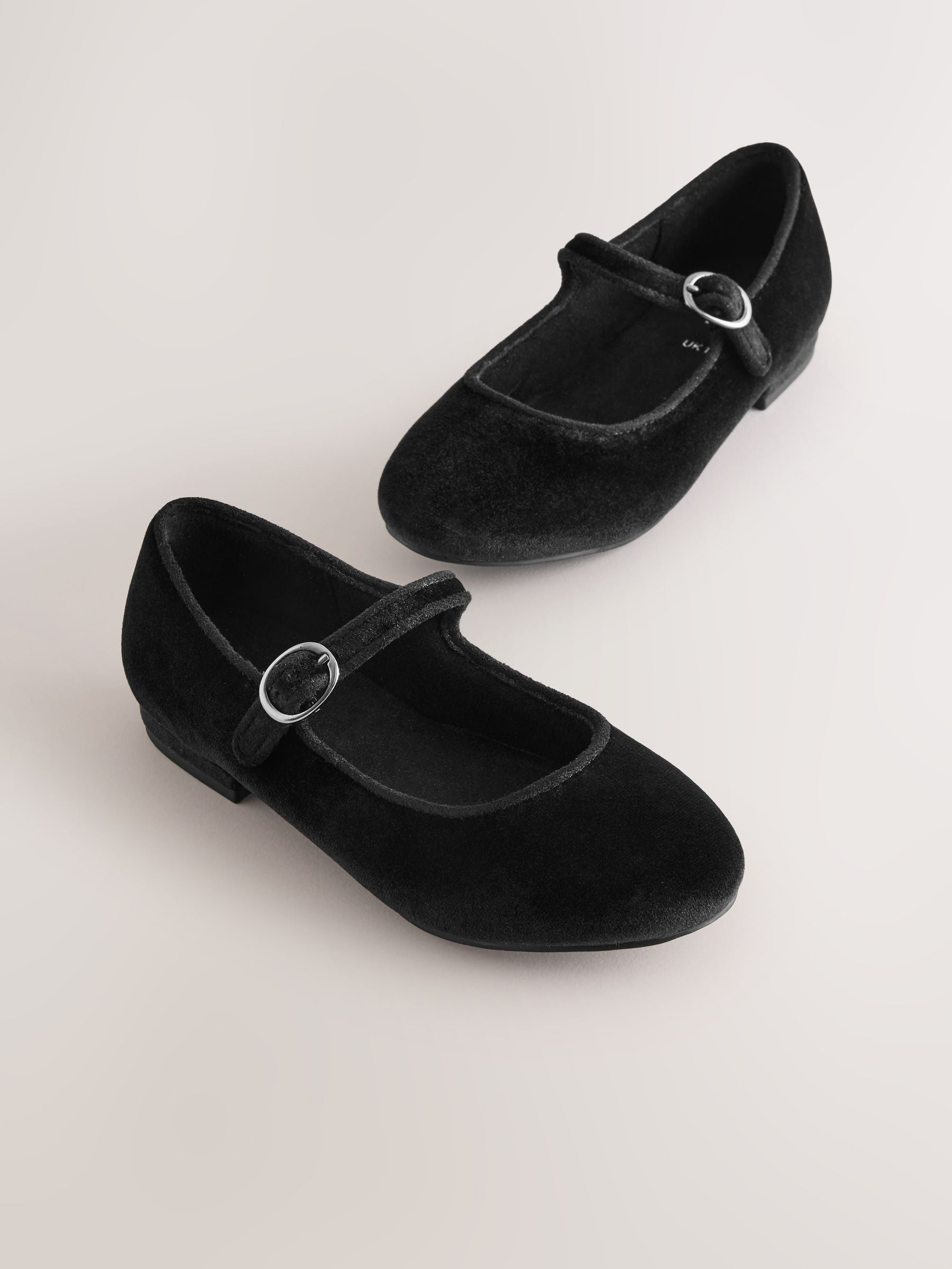 Dsiney Kidz - Black Velour Standard Fit (F) Heeled Mary Jane Shoes image 1
