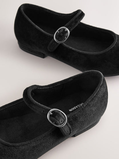 Dsiney Kidz - Black Velour Standard Fit (F) Heeled Mary Jane Shoes image 3