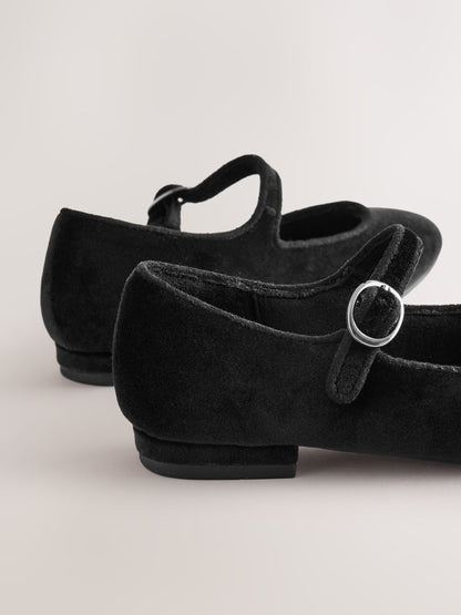 Dsiney Kidz - Black Velour Standard Fit (F) Heeled Mary Jane Shoes image 4