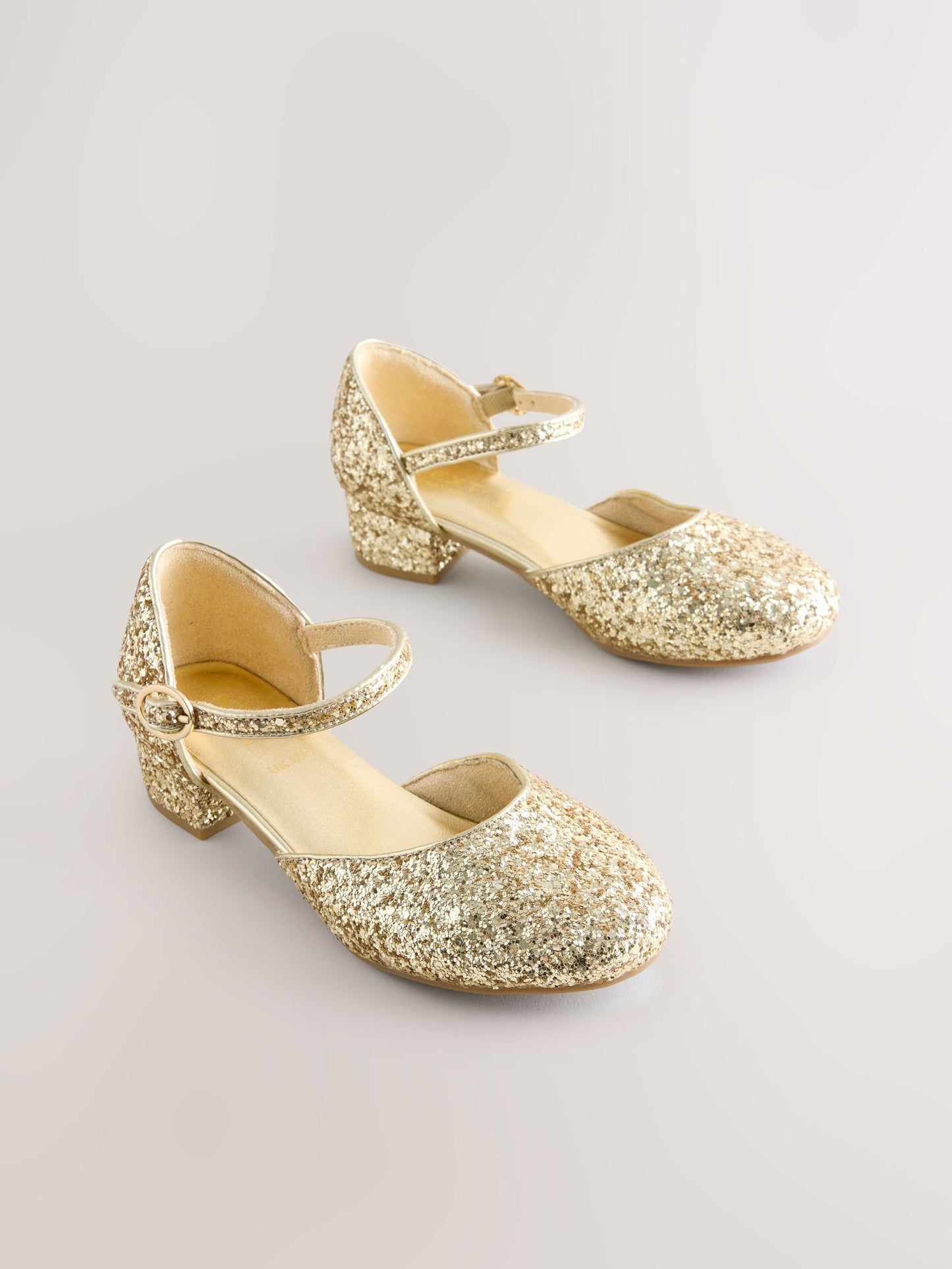 Gold Chunky Glitter Standard Fit (F) Two Part Heeled Shoes image 1